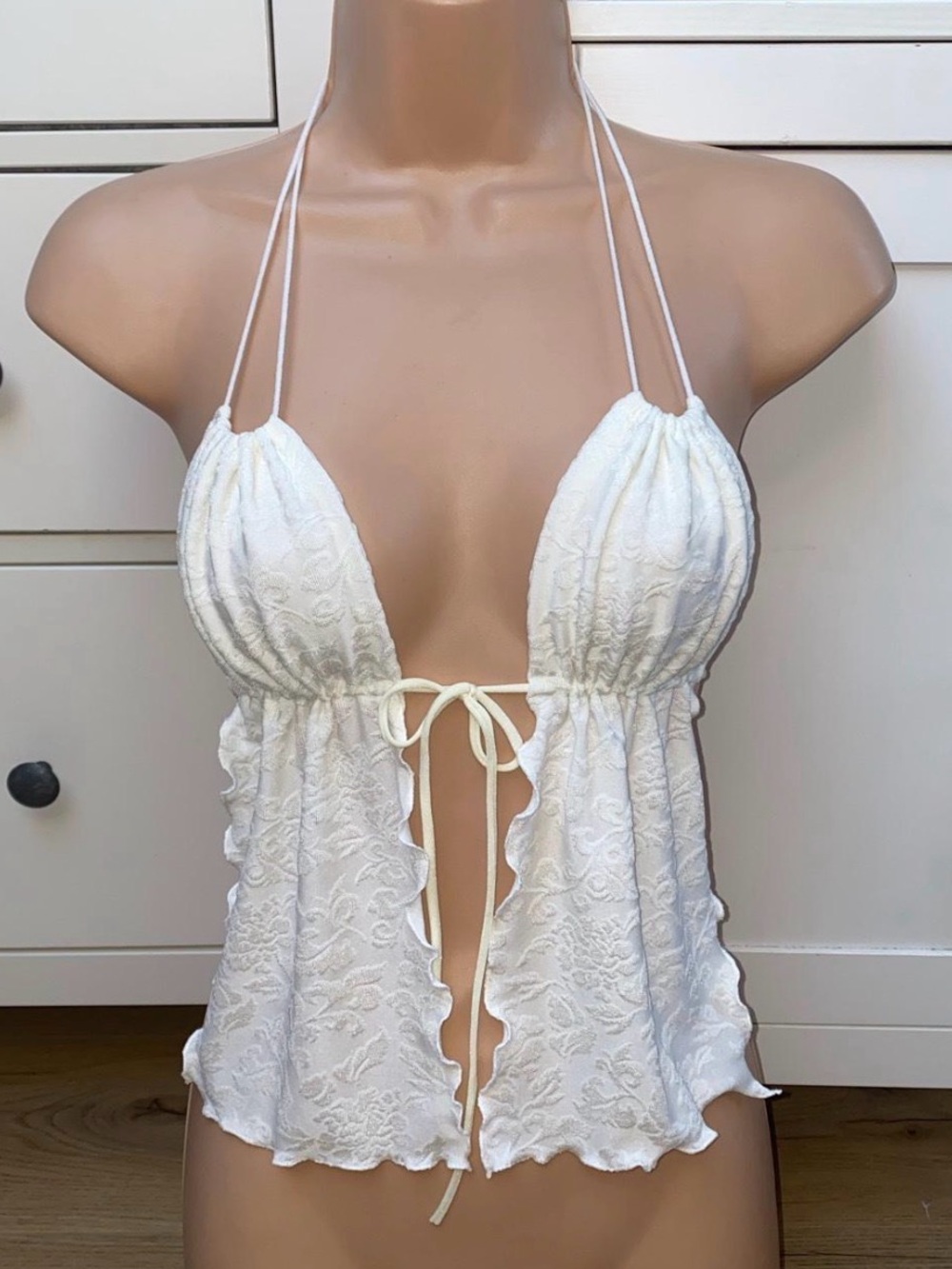 Handmade backless halter top